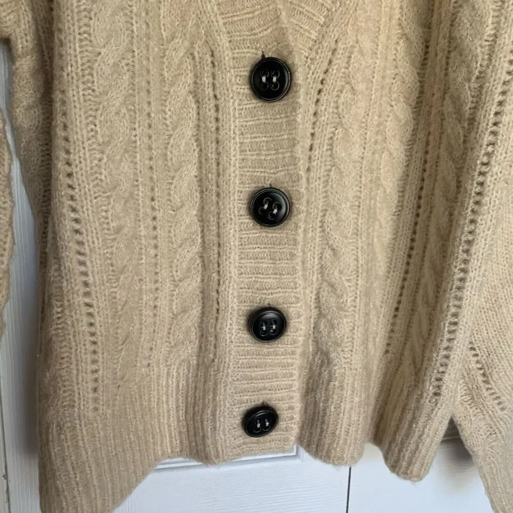ELIE ELIE TAHARI Women Cable Knit Cardigan S/P Beige